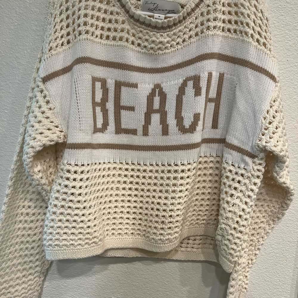 Vintage Havanna Cream and Brown Crew Neck Sweater